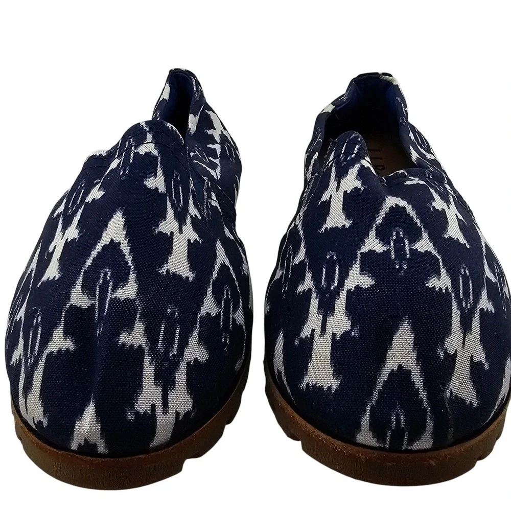 LLBean Womens Shoes Slip On Ikat Print Navy White Size 7‎ Medium Flat Espadrille - Picture 5 of 9